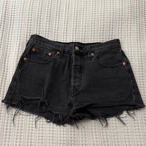 Levi's 501 Black Frayed Jean Shorts